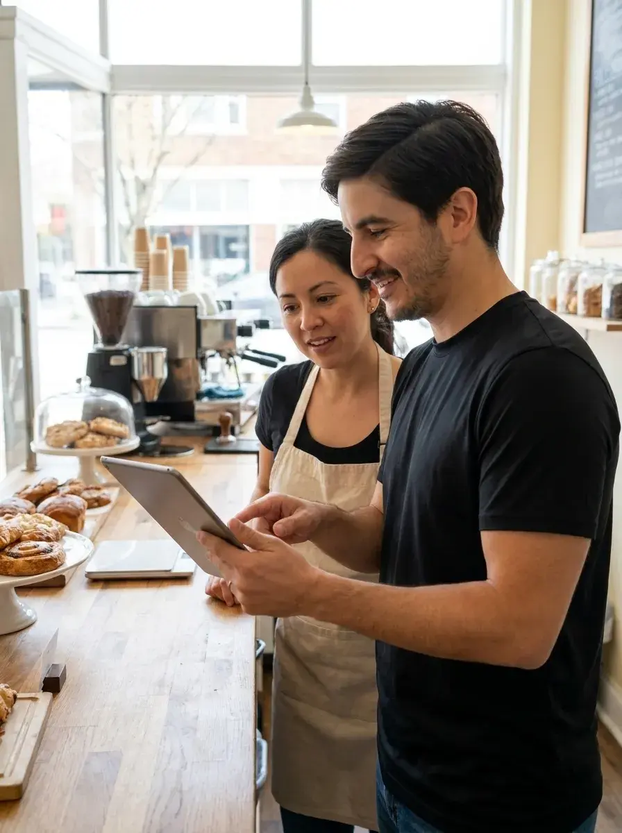 Happy local business owner serving bilingual customers in the San Fernando Valley