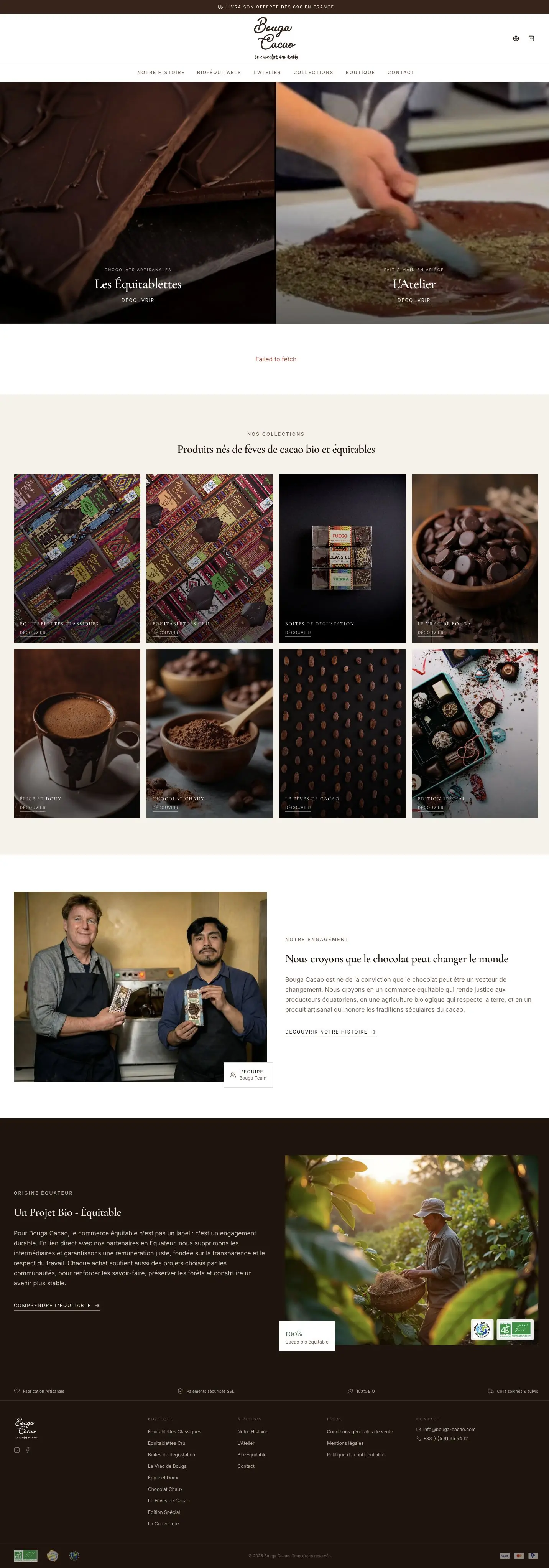 Redesigned Bouga Cacao website with a clearer editorial layout